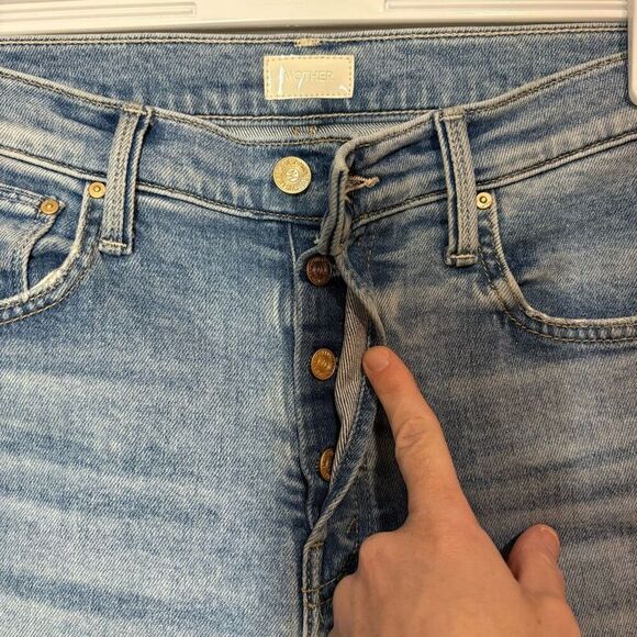 MOTHER The Scrapper Cuff Ankle Fray sneak‎ peek blue denim jeans NEW size 27 - Picture 4 of 10